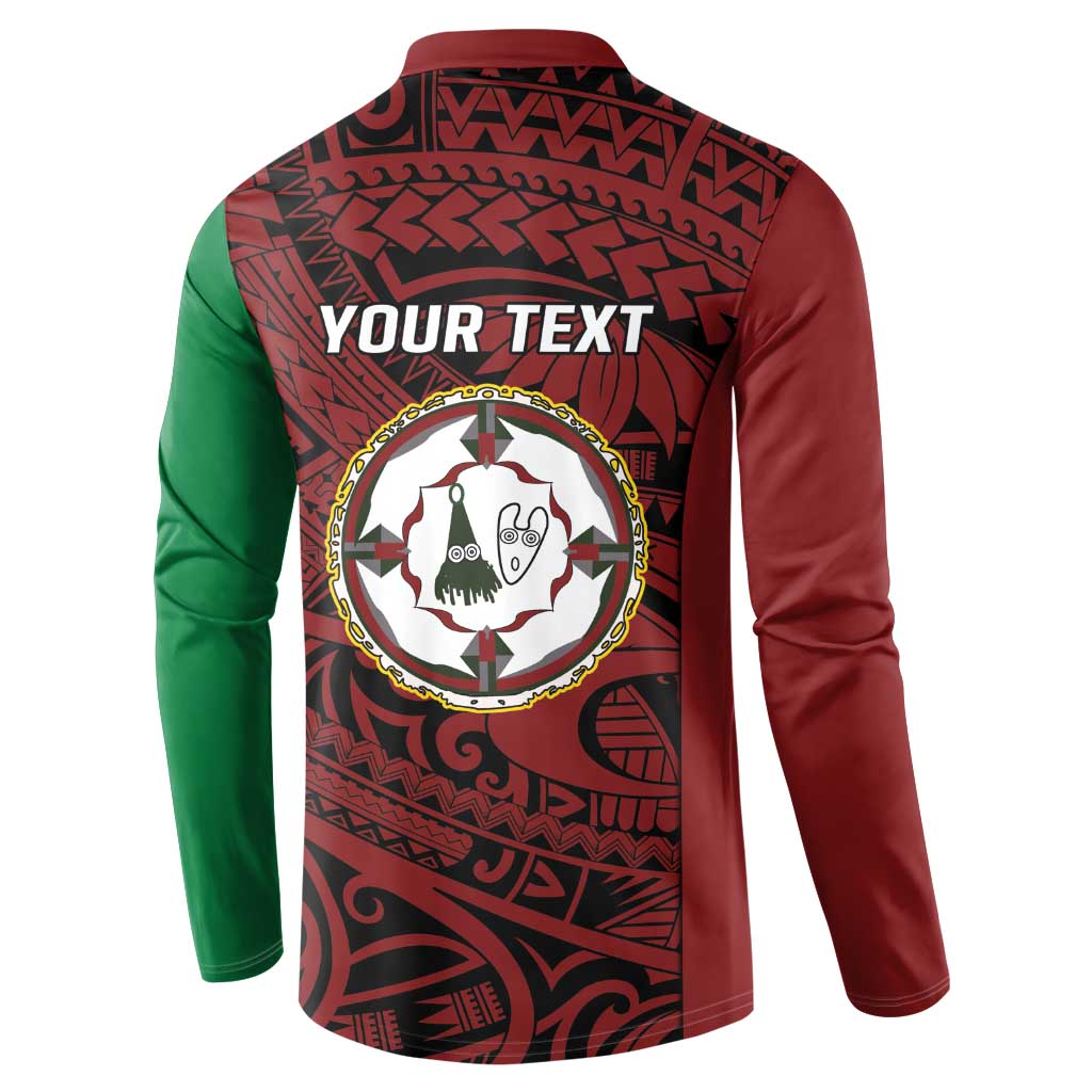 Personalised PNG East New Britain Province Button Sweatshirt Bird of Paradise Tattoo Flag Motif - Polynesian Pride