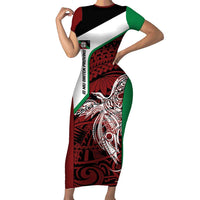 Personalised PNG East New Britain Province Family Matching Short Sleeve Bodycon Dress and Hawaiian Shirt Bird of Paradise Tattoo Flag Motif - Polynesian Pride