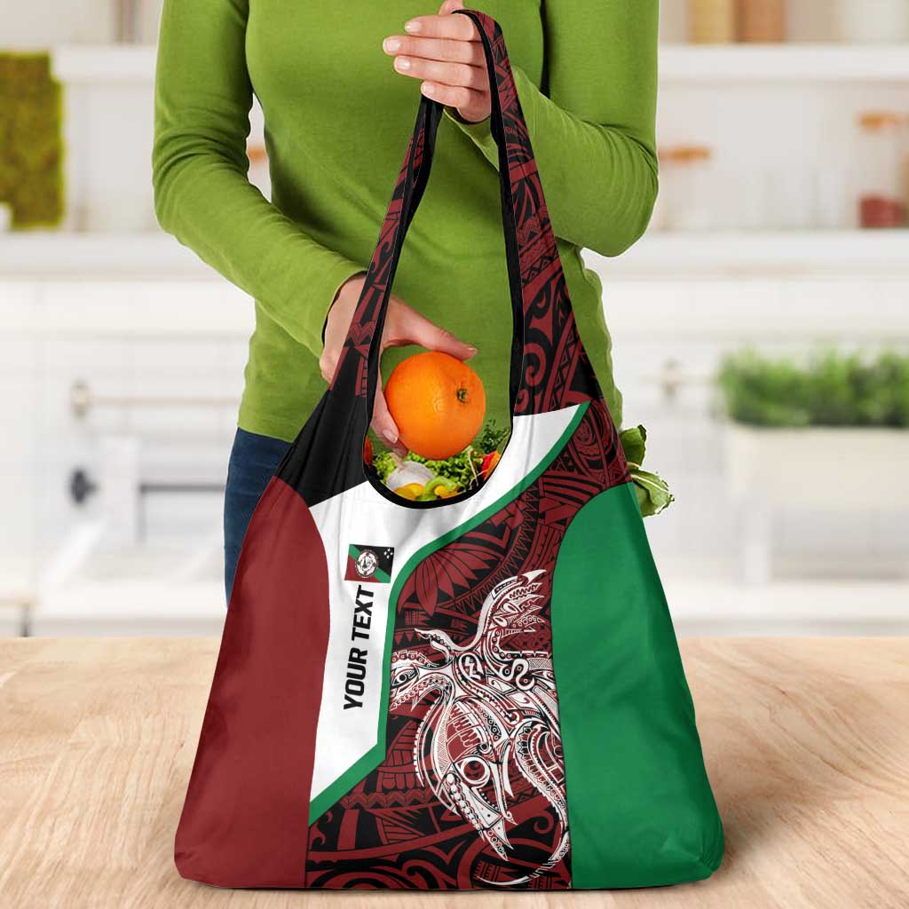 Personalised PNG East New Britain Province Grocery Bag Bird of Paradise Tattoo Flag Motif - Polynesian Pride