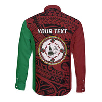 Personalised PNG East New Britain Province Long Sleeve Button Shirt Bird of Paradise Tattoo Flag Motif - Polynesian Pride
