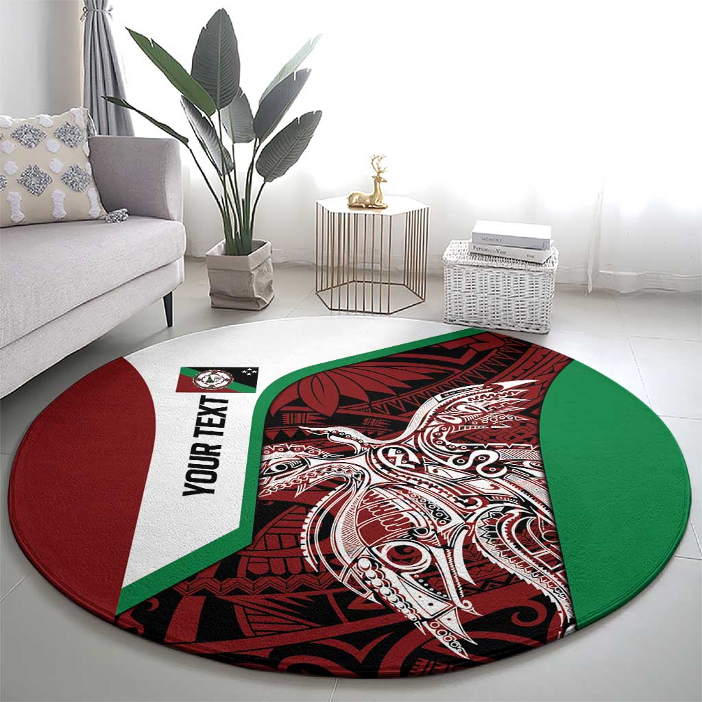 Personalised PNG East New Britain Province Round Carpet Bird of Paradise Tattoo Flag Motif - Polynesian Pride
