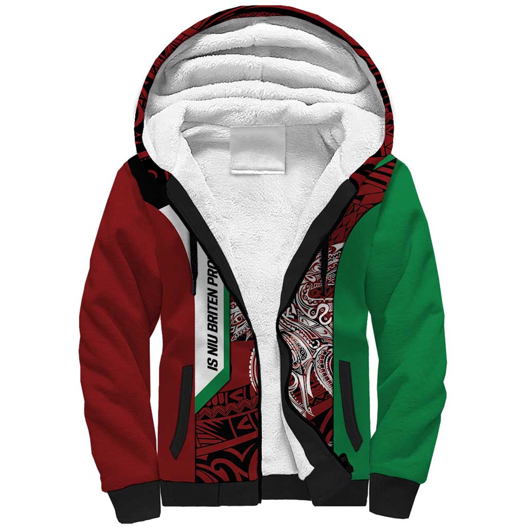 Personalised PNG East New Britain Province Sherpa Hoodie Bird of Paradise Tattoo Flag Motif - Polynesian Pride