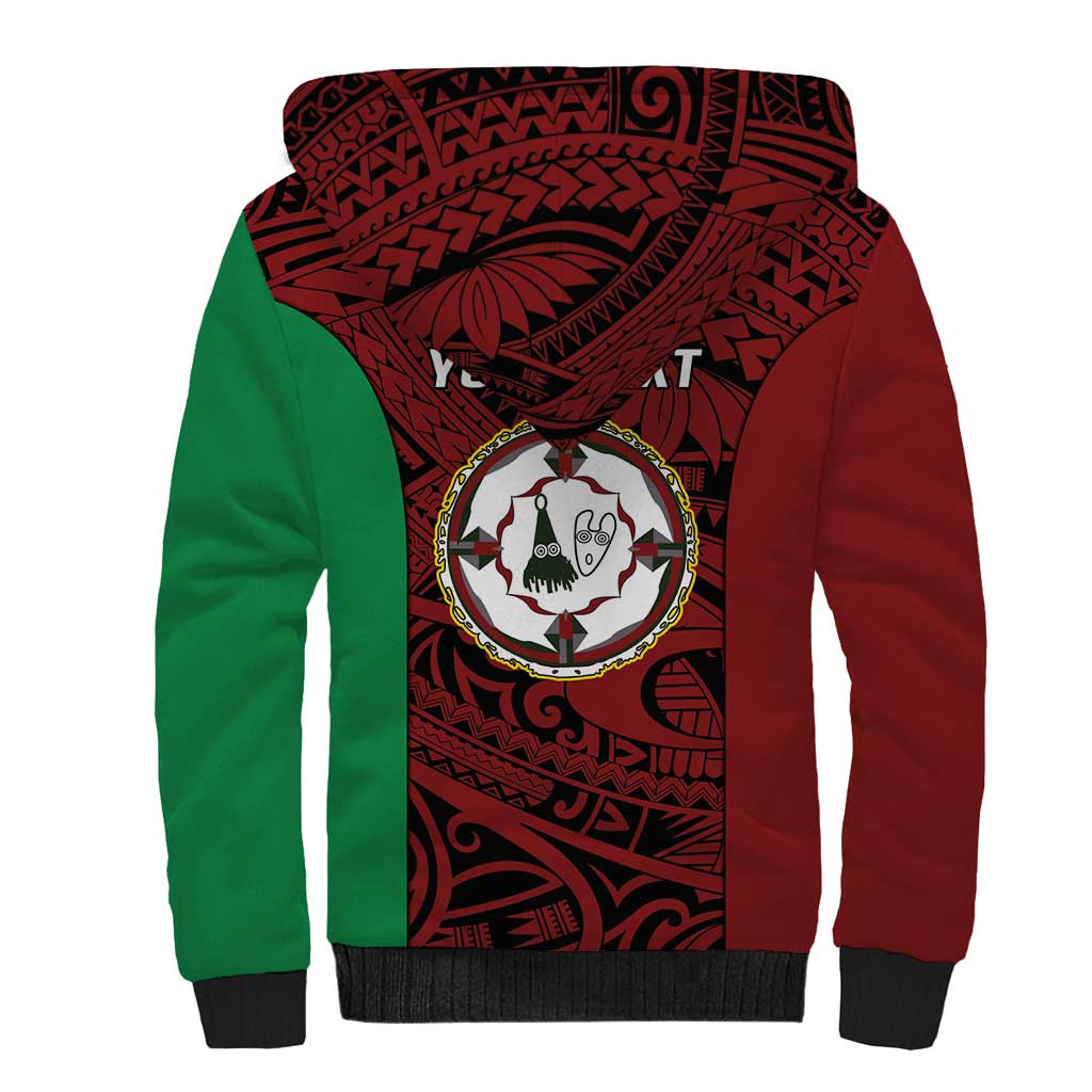 Personalised PNG East New Britain Province Sherpa Hoodie Bird of Paradise Tattoo Flag Motif - Polynesian Pride