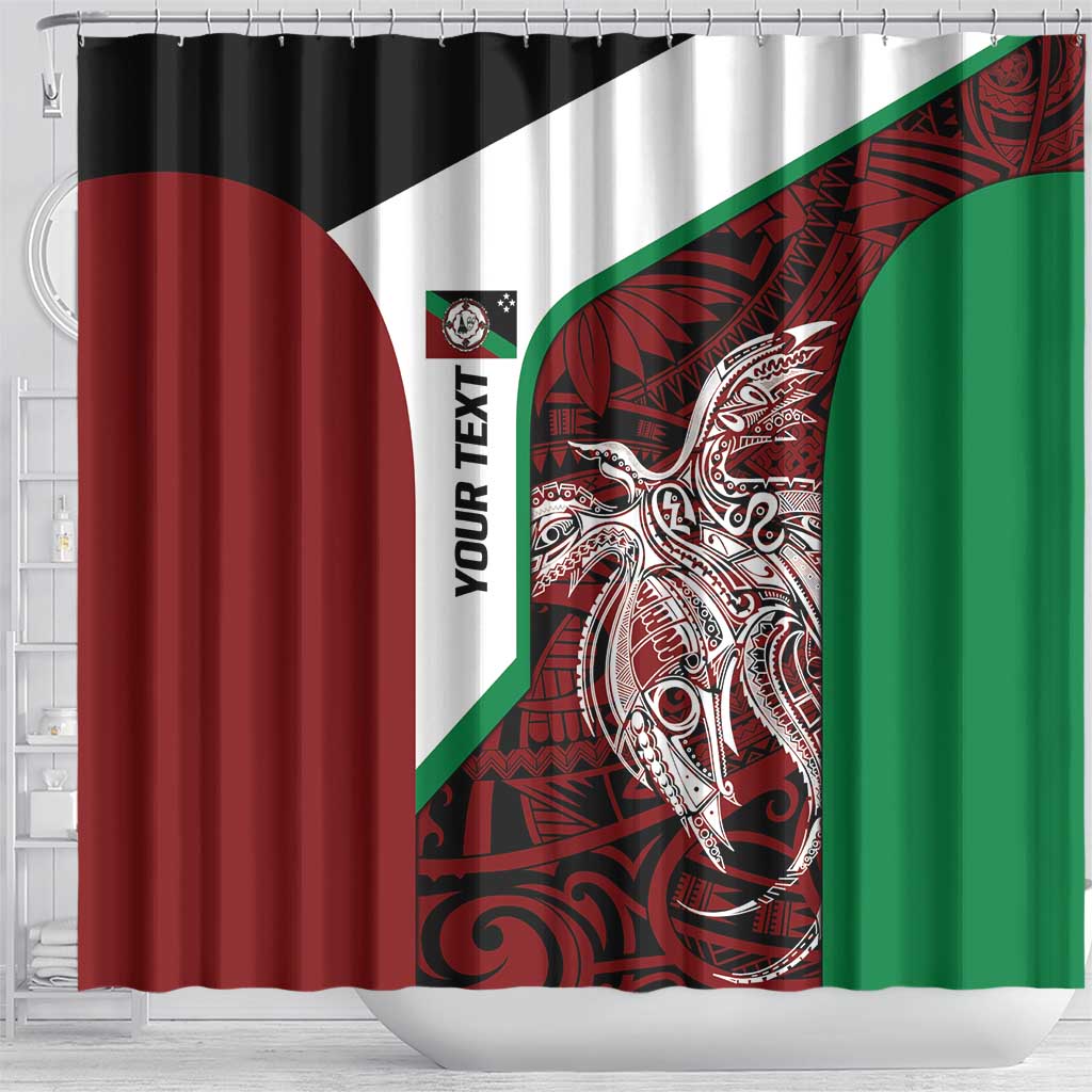 Personalised PNG East New Britain Province Shower Curtain Bird of Paradise Tattoo Flag Motif - Polynesian Pride