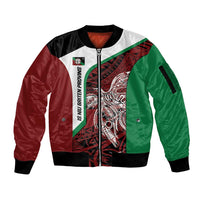 Personalised PNG East New Britain Province Sleeve Zip Bomber Jacket Bird of Paradise Tattoo Flag Motif LT9 Unisex Green - Polynesian Pride