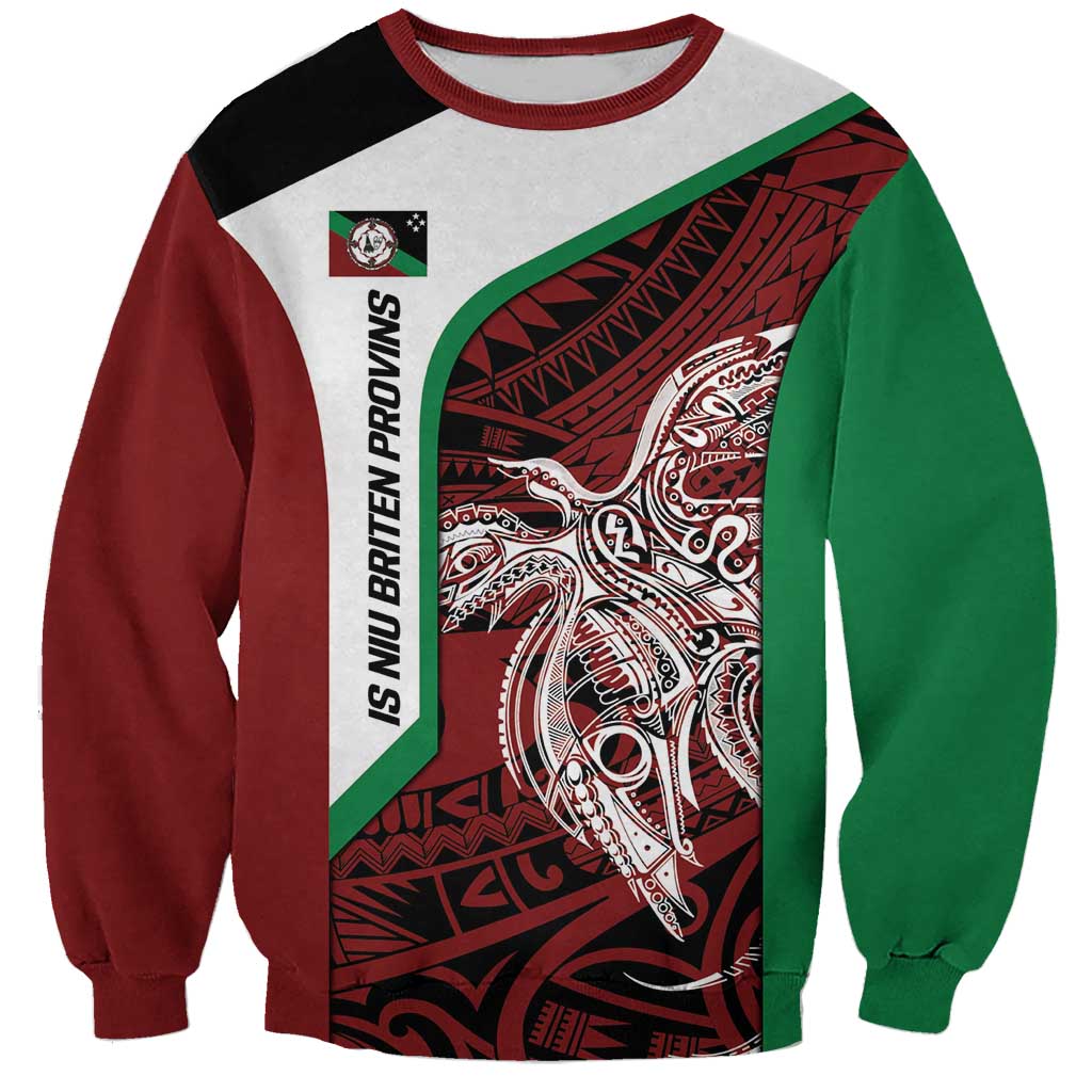 Personalised PNG East New Britain Province Sweatshirt Bird of Paradise Tattoo Flag Motif - Polynesian Pride
