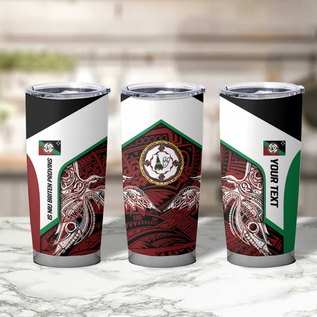 Personalised PNG East New Britain Province Tumbler Cup Bird of Paradise Tattoo Flag Motif - Polynesian Pride