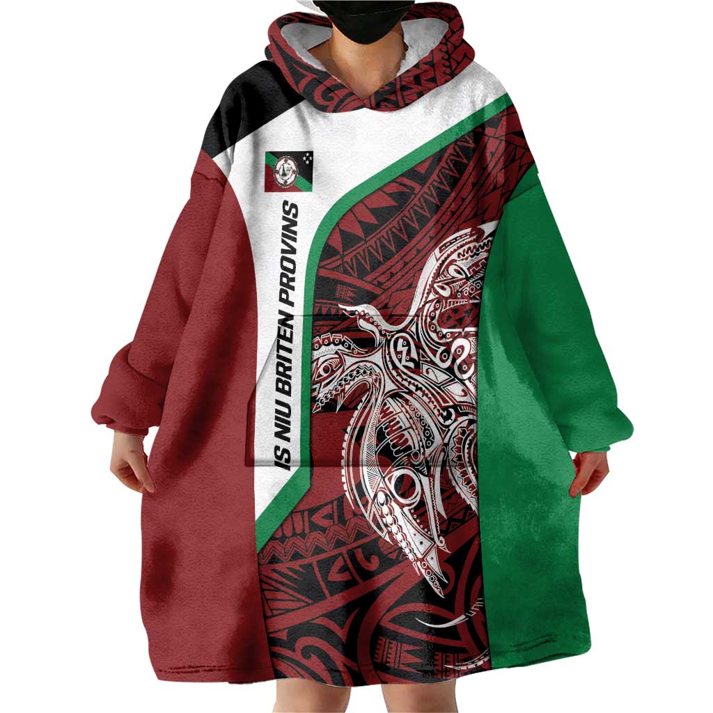 Personalised PNG East New Britain Province Wearable Blanket Hoodie Bird of Paradise Tattoo Flag Motif - Polynesian Pride