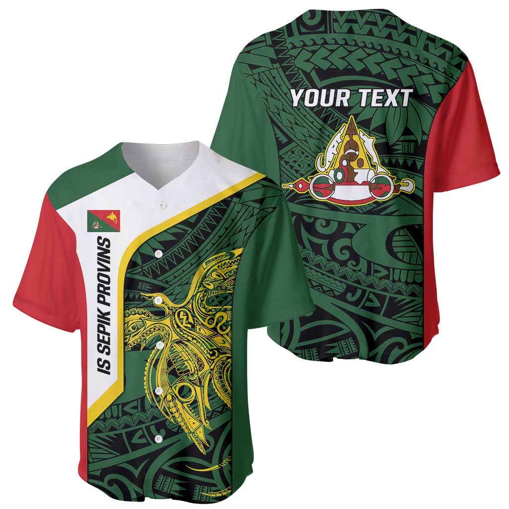 Personalised PNG East Sepik Province Baseball Jersey Bird of Paradise Tattoo Flag Motif LT9 - Polynesian Pride