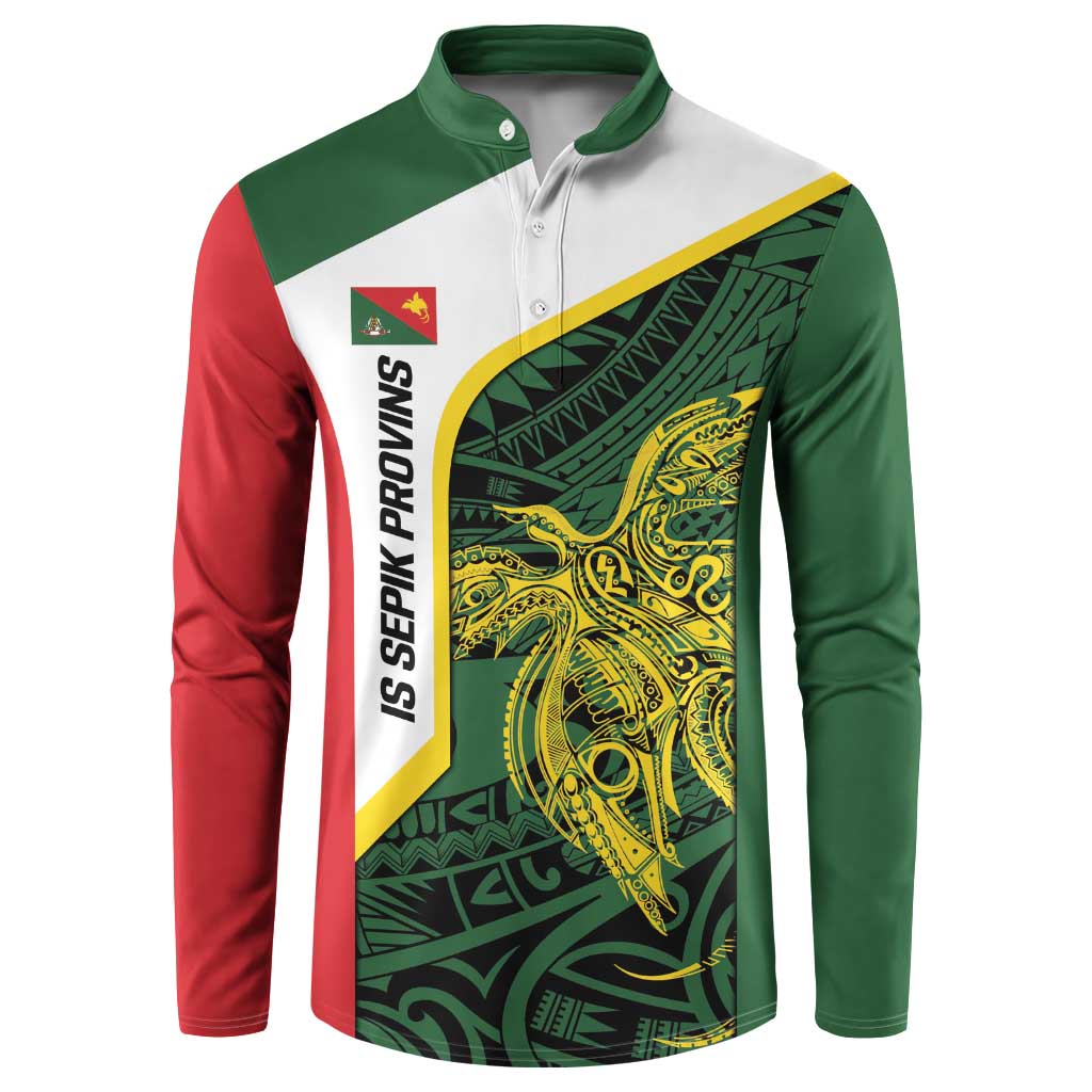 Personalised PNG East Sepik Province Button Sweatshirt Bird of Paradise Tattoo Flag Motif - Polynesian Pride