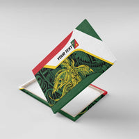 Personalised PNG East Sepik Province Canvas Wall Art Bird of Paradise Tattoo Flag Motif LT9 With Frame Green - Polynesian Pride