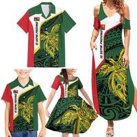 Personalised PNG East Sepik Province Family Matching Summer Maxi Dress and Hawaiian Shirt Bird of Paradise Tattoo Flag Motif - Polynesian Pride