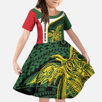 Personalised PNG East Sepik Province Family Matching Tank Maxi Dress and Hawaiian Shirt Bird of Paradise Tattoo Flag Motif - Polynesian Pride