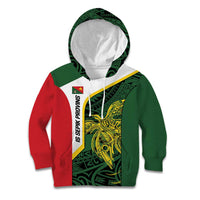 Personalised PNG East Sepik Province Kid Hoodie Bird of Paradise Tattoo Flag Motif - Polynesian Pride