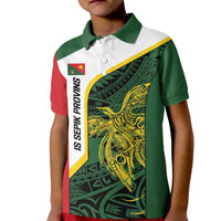 Personalised PNG East Sepik Province Kid Polo Shirt Bird of Paradise Tattoo Flag Motif - Polynesian Pride