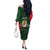 Personalised PNG East Sepik Province Off The Shoulder Long Sleeve Dress Bird of Paradise Tattoo Flag Motif - Polynesian Pride
