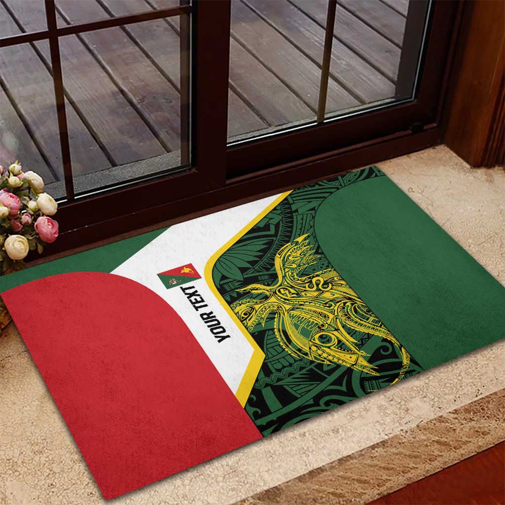 Personalised PNG East Sepik Province Rubber Doormat Bird of Paradise Tattoo Flag Motif - Polynesian Pride