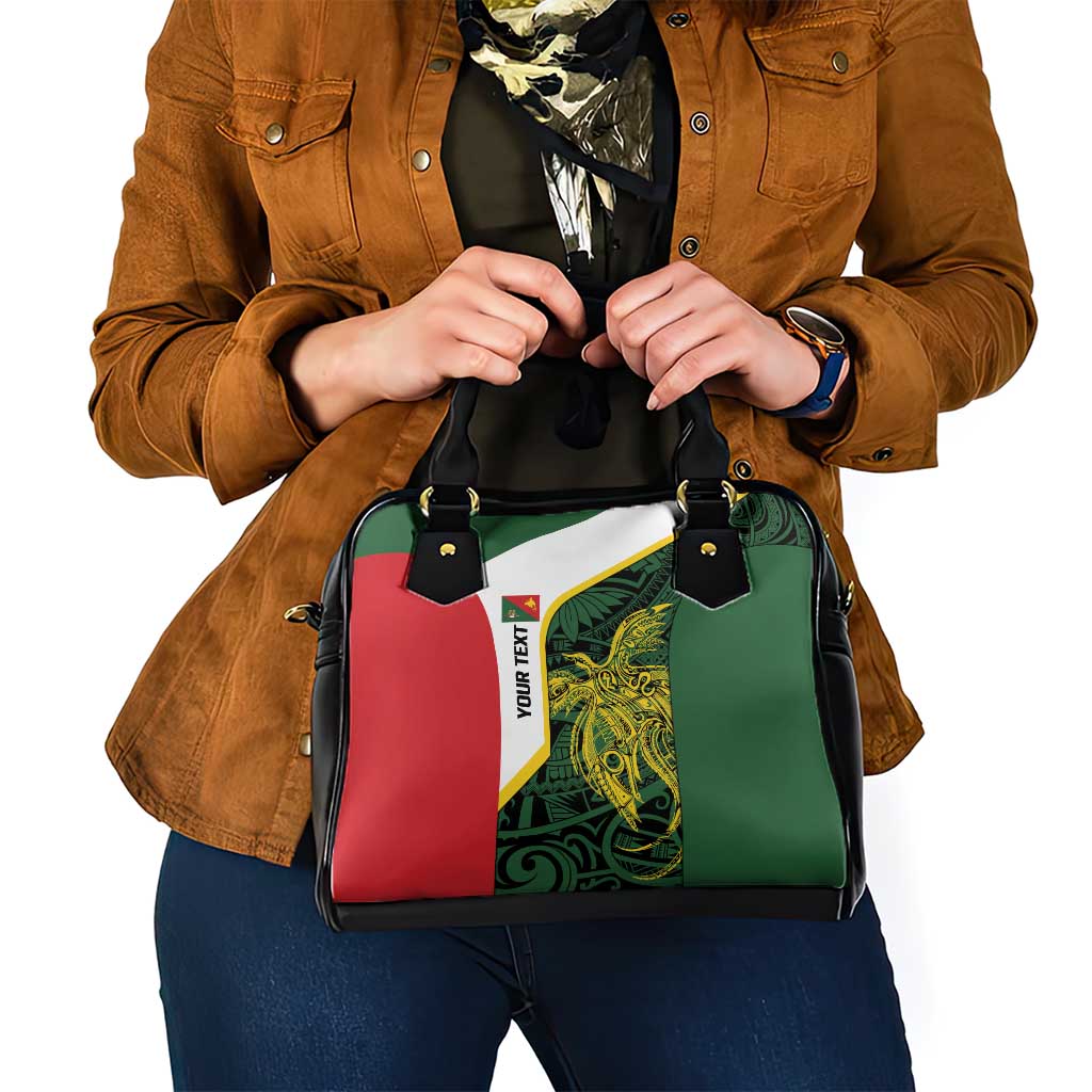 Personalised PNG East Sepik Province Shoulder Handbag Bird of Paradise Tattoo Flag Motif - Polynesian Pride