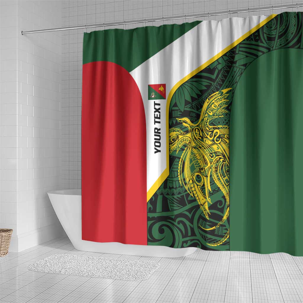 Personalised PNG East Sepik Province Shower Curtain Bird of Paradise Tattoo Flag Motif - Polynesian Pride
