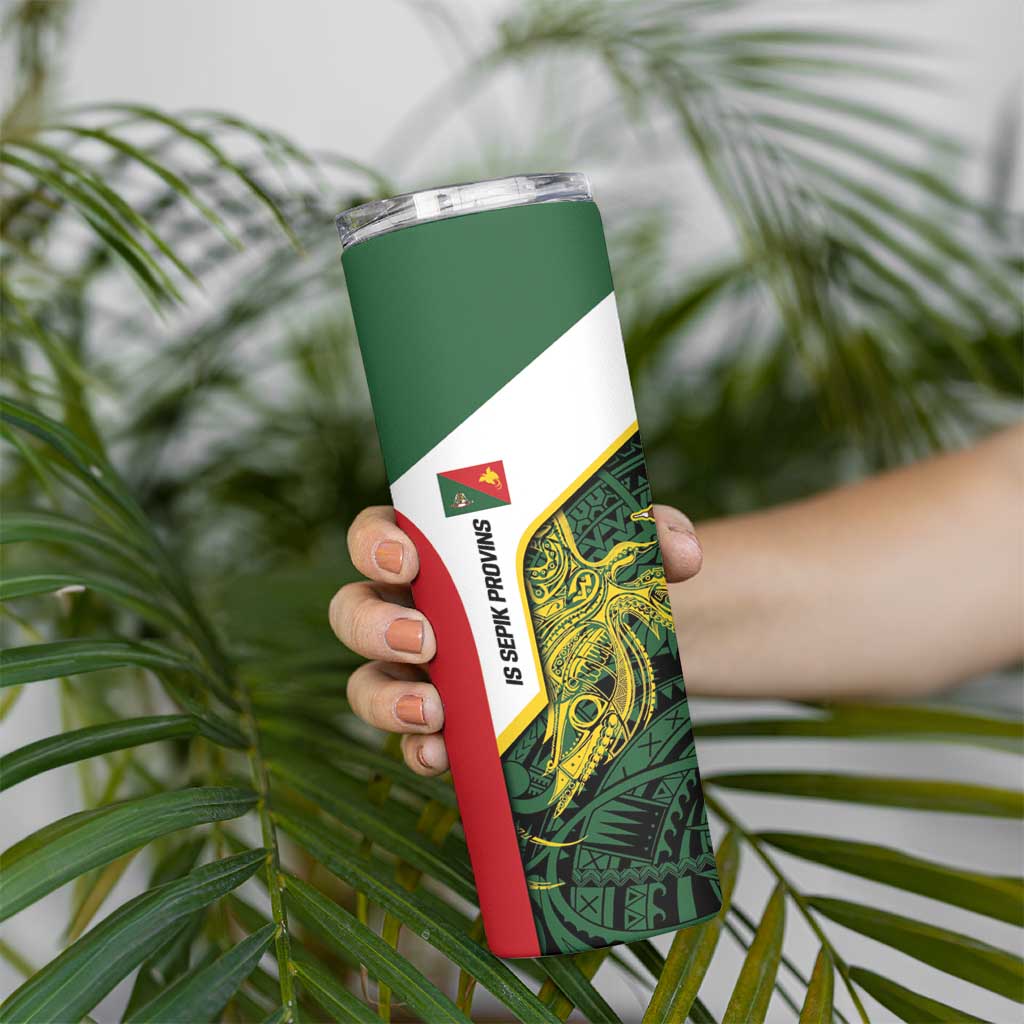 Personalised PNG East Sepik Province Skinny Tumbler Bird of Paradise Tattoo Flag Motif - Polynesian Pride