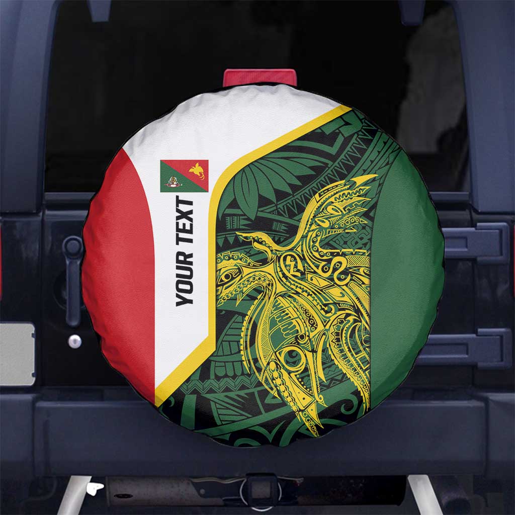 Personalised PNG East Sepik Province Spare Tire Cover Bird of Paradise Tattoo Flag Motif - Polynesian Pride