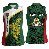 Personalised PNG East Sepik Province Women Sleeveless Polo Shirt Bird of Paradise Tattoo Flag Motif - Polynesian Pride