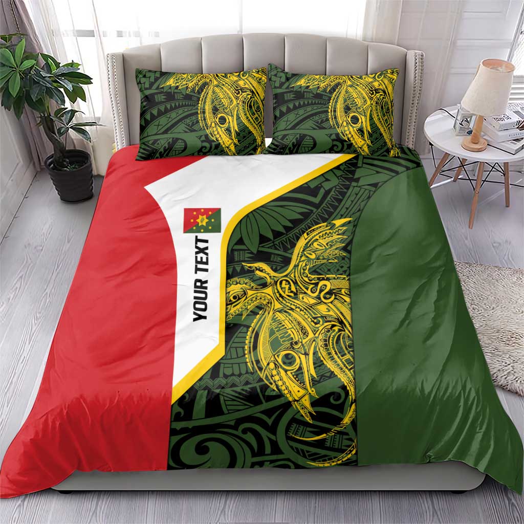 Personalised PNG Eastern Highlands Bedding Set Bird of Paradise Tattoo Flag Motif - Polynesian Pride