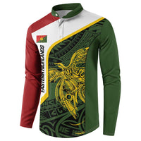 Personalised PNG Eastern Highlands Button Sweatshirt Bird of Paradise Tattoo Flag Motif - Polynesian Pride