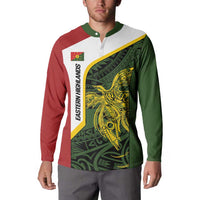 Personalised PNG Eastern Highlands Button Sweatshirt Bird of Paradise Tattoo Flag Motif - Polynesian Pride