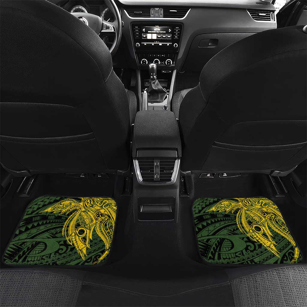 Personalised PNG Eastern Highlands Car Mats Bird of Paradise Tattoo Flag Motif - Polynesian Pride