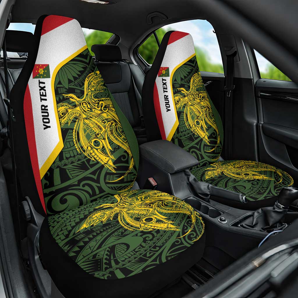 Personalised PNG Eastern Highlands Car Seat Cover Bird of Paradise Tattoo Flag Motif LT9 One Size Green - Polynesian Pride