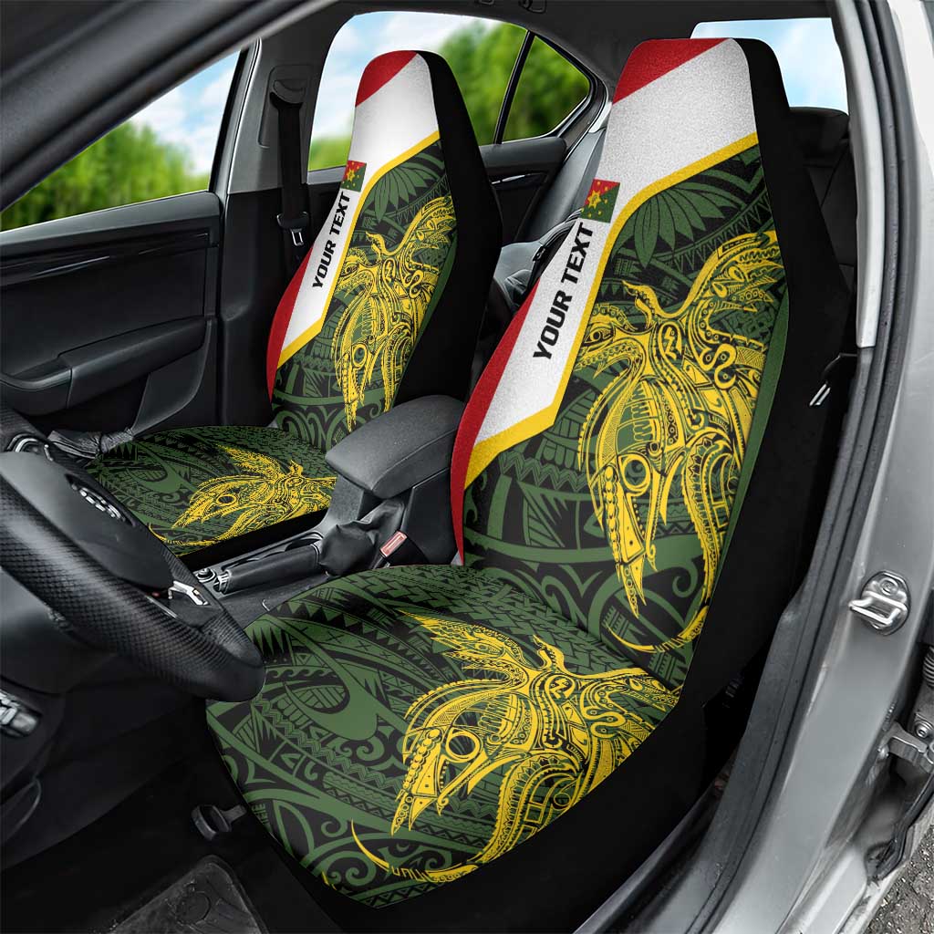 Personalised PNG Eastern Highlands Car Seat Cover Bird of Paradise Tattoo Flag Motif LT9 - Polynesian Pride