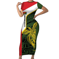 Personalised PNG Eastern Highlands Family Matching Short Sleeve Bodycon Dress and Hawaiian Shirt Bird of Paradise Tattoo Flag Motif - Polynesian Pride