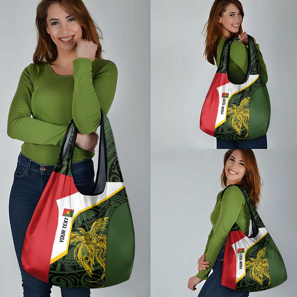 Personalised PNG Eastern Highlands Grocery Bag Bird of Paradise Tattoo Flag Motif - Polynesian Pride