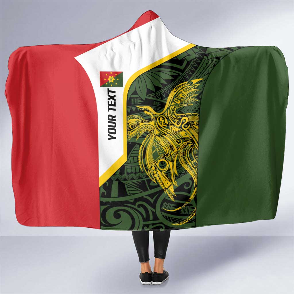 Personalised PNG Eastern Highlands Hooded Blanket Bird of Paradise Tattoo Flag Motif - Polynesian Pride