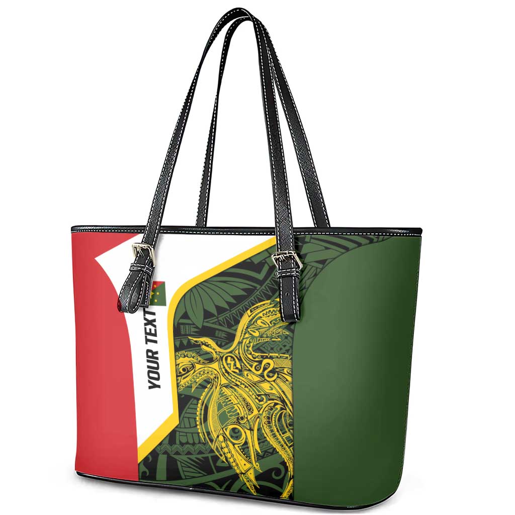Personalised PNG Eastern Highlands Leather Tote Bag Bird of Paradise Tattoo Flag Motif - Polynesian Pride