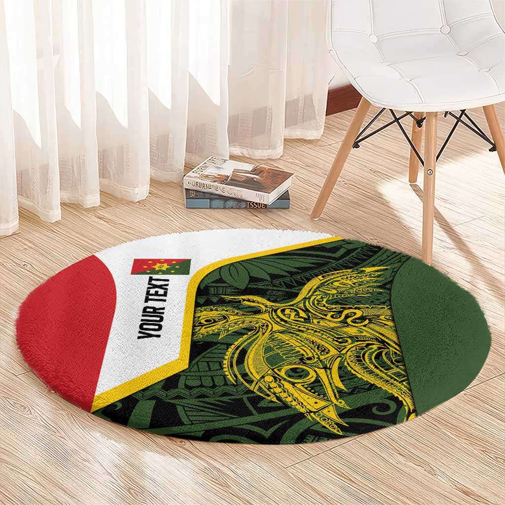 Personalised PNG Eastern Highlands Round Carpet Bird of Paradise Tattoo Flag Motif - Polynesian Pride