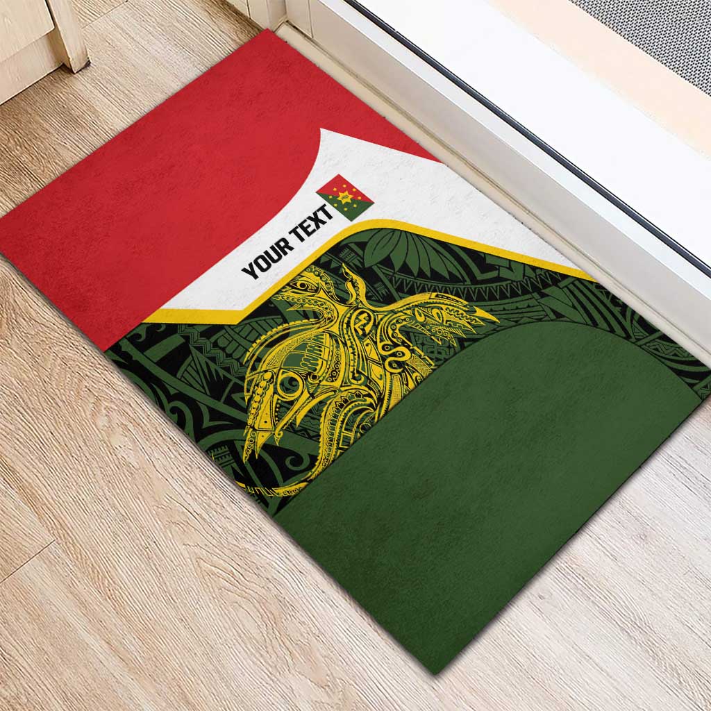 Personalised PNG Eastern Highlands Rubber Doormat Bird of Paradise Tattoo Flag Motif - Polynesian Pride