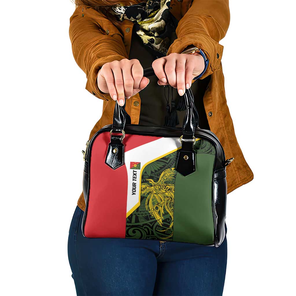Personalised PNG Eastern Highlands Shoulder Handbag Bird of Paradise Tattoo Flag Motif - Polynesian Pride