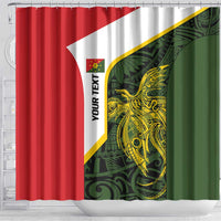 Personalised PNG Eastern Highlands Shower Curtain Bird of Paradise Tattoo Flag Motif - Polynesian Pride