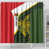 Personalised PNG Eastern Highlands Shower Curtain Bird of Paradise Tattoo Flag Motif - Polynesian Pride