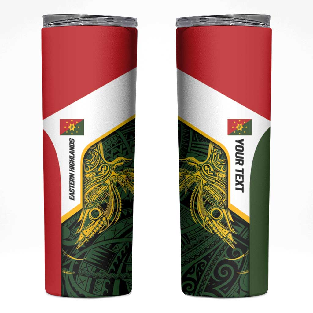 Personalised PNG Eastern Highlands Skinny Tumbler Bird of Paradise Tattoo Flag Motif - Polynesian Pride