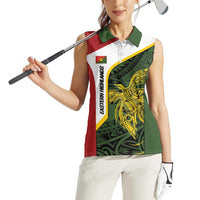 Personalised PNG Eastern Highlands Women Sleeveless Polo Shirt Bird of Paradise Tattoo Flag Motif - Polynesian Pride