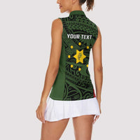 Personalised PNG Eastern Highlands Women Sleeveless Polo Shirt Bird of Paradise Tattoo Flag Motif - Polynesian Pride