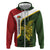 Personalised PNG Eastern Highlands Zip Hoodie Bird of Paradise Tattoo Flag Motif - Polynesian Pride