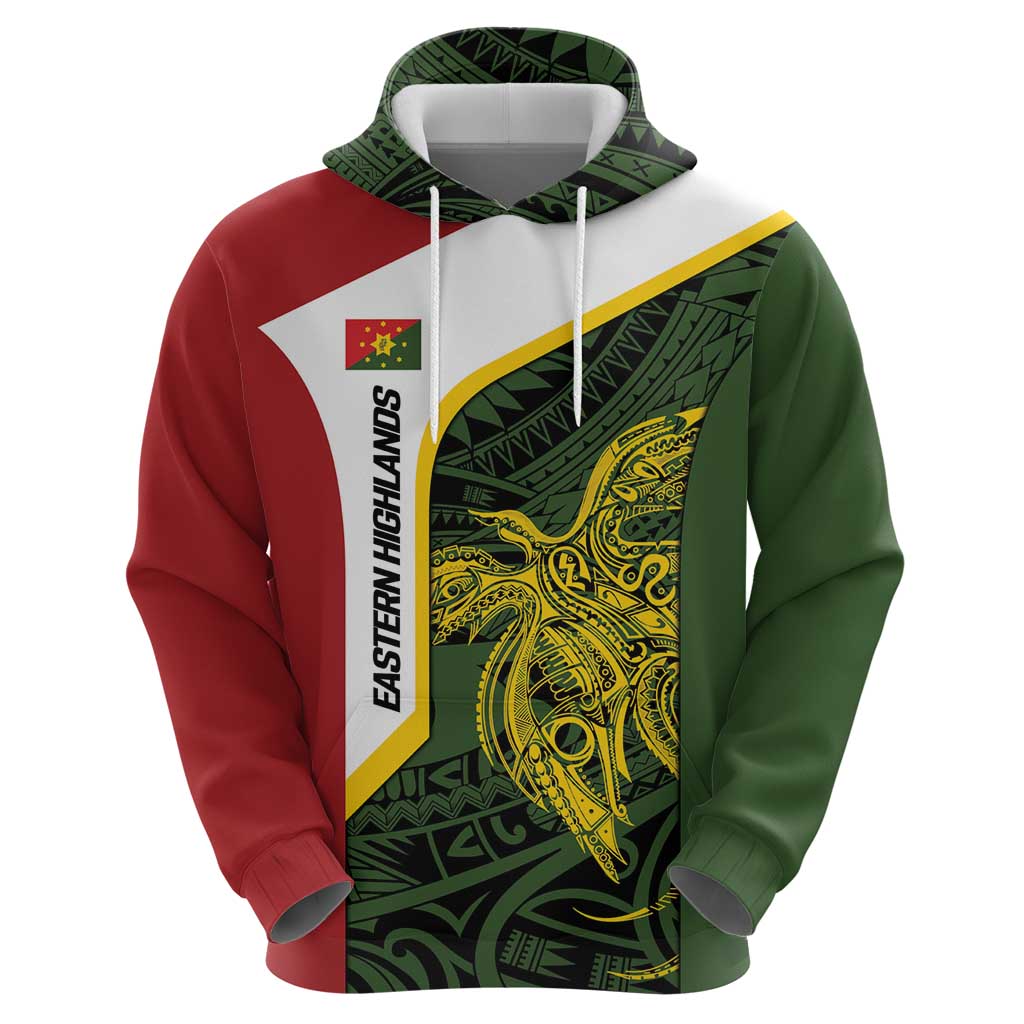 Personalised PNG Eastern Highlands Zip Hoodie Bird of Paradise Tattoo Flag Motif LT9 - Polynesian Pride