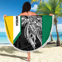 Personalised PNG Enga Province Beach Blanket Bird of Paradise Tattoo Flag Motif - Polynesian Pride