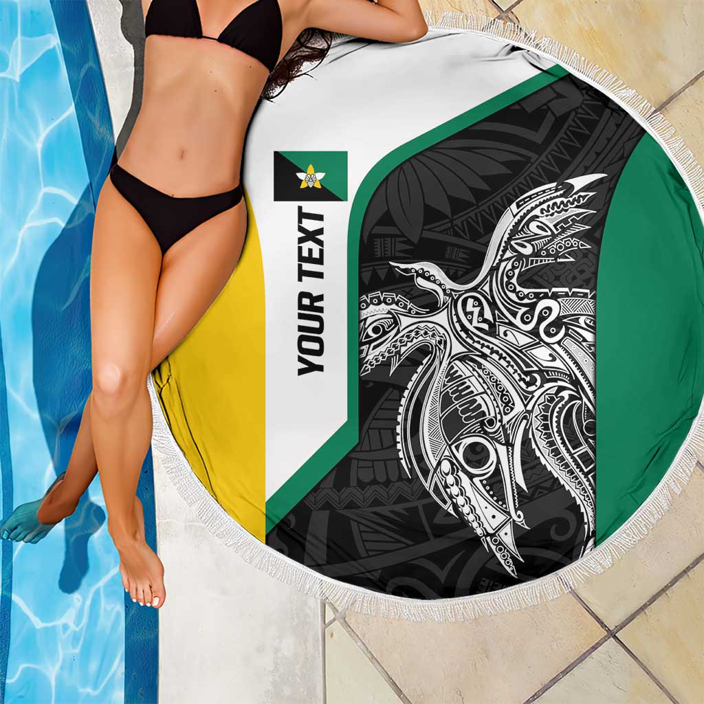 Personalised PNG Enga Province Beach Blanket Bird of Paradise Tattoo Flag Motif - Polynesian Pride