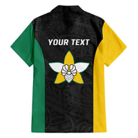 Personalised PNG Enga Province Family Matching Off The Shoulder Long Sleeve Dress and Hawaiian Shirt Bird of Paradise Tattoo Flag Motif - Polynesian Pride