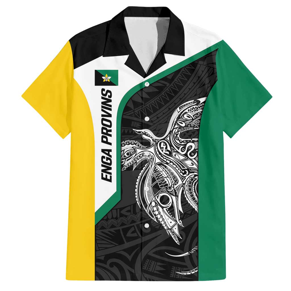 Personalised PNG Enga Province Family Matching Off Shoulder Short Dress and Hawaiian Shirt Bird of Paradise Tattoo Flag Motif - Polynesian Pride